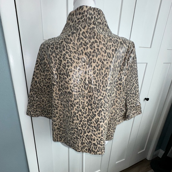 Talk of the walk leather leopard jacket - 3/4 sleeve-large - Picture 3 of 7